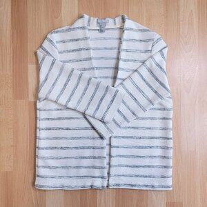 H&M Women's Gray White Striped Knit Cardigan Sweater | Size: Medium